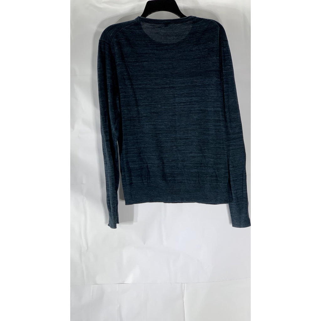 MUJI Men’s Navy Blue Crewneck Knit Long Sleeve Regular Fit Sweater SZ S