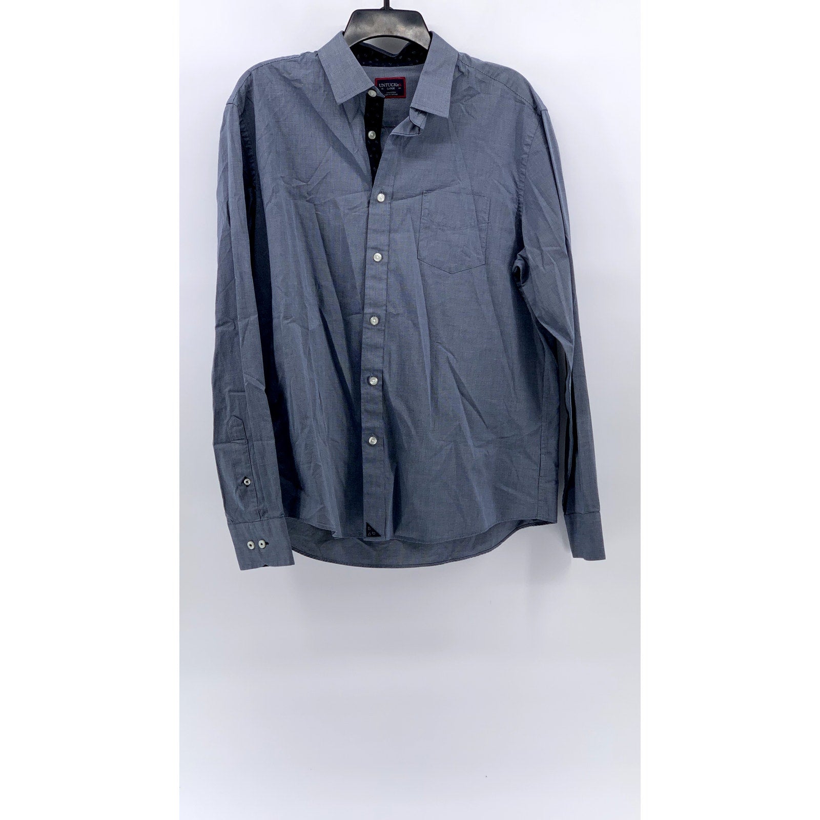 UNTUCKIT Men's Blue Regular Fit Monterra Button-Up Shirt SZ L