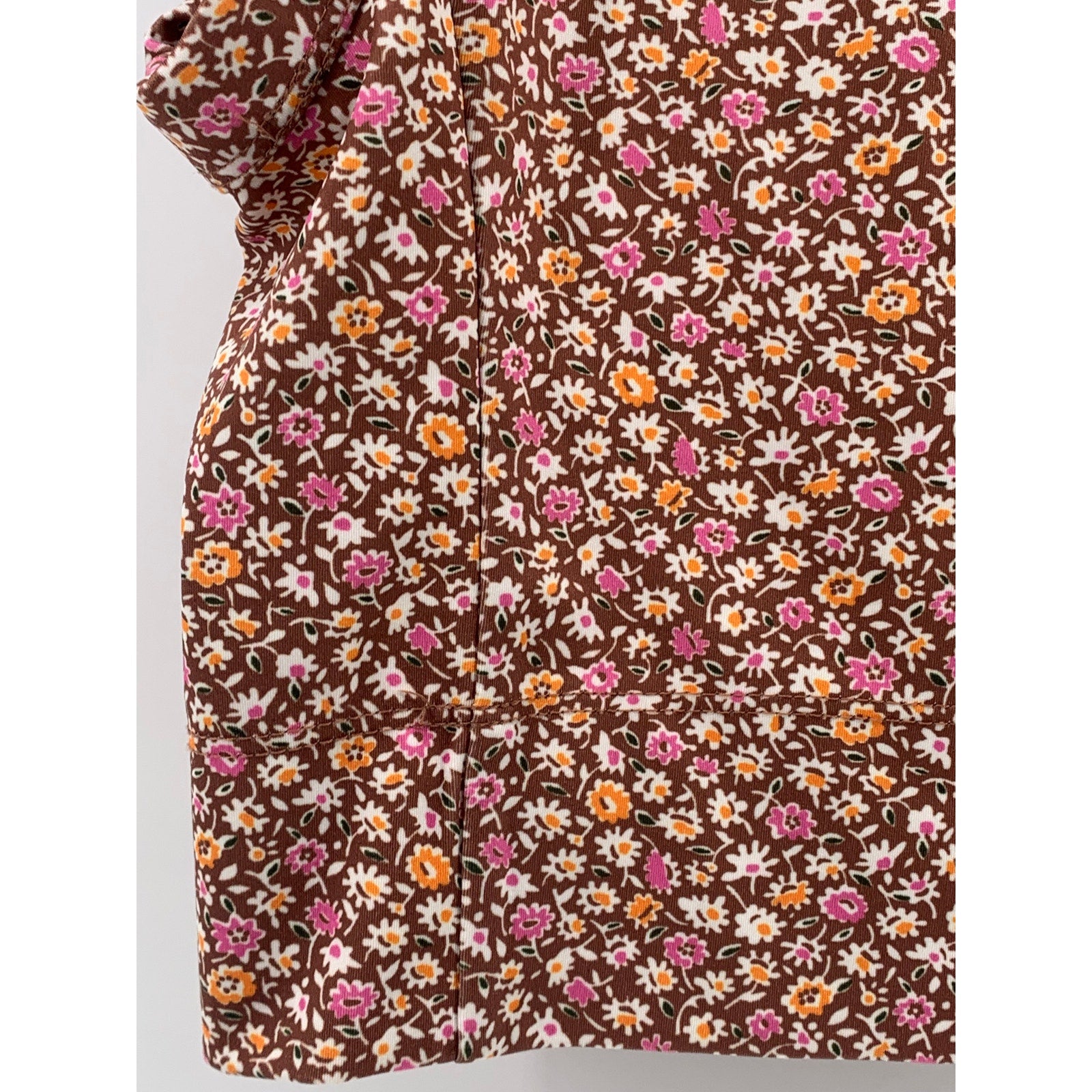 LOU & GREY Women's Brown Floral Deep Scoop-Neck Sleeveless Cropped Top SZ XS