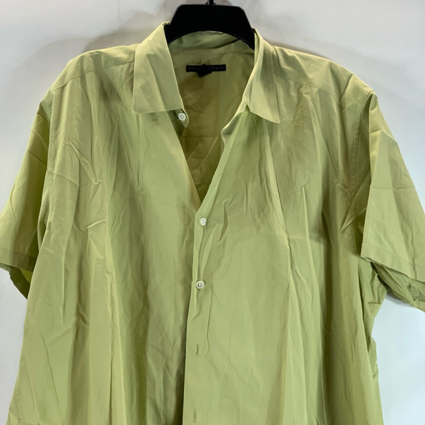 BANANA REPUBLIC Men's Green Solid Stretch Button-Up Short Sleeve Shirt SZ XL