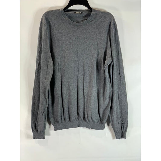 MASSIMO DUTTI Men's Gray Crewneck Cotton-Blend Elbow-Patch Pullover Sweater SZXL