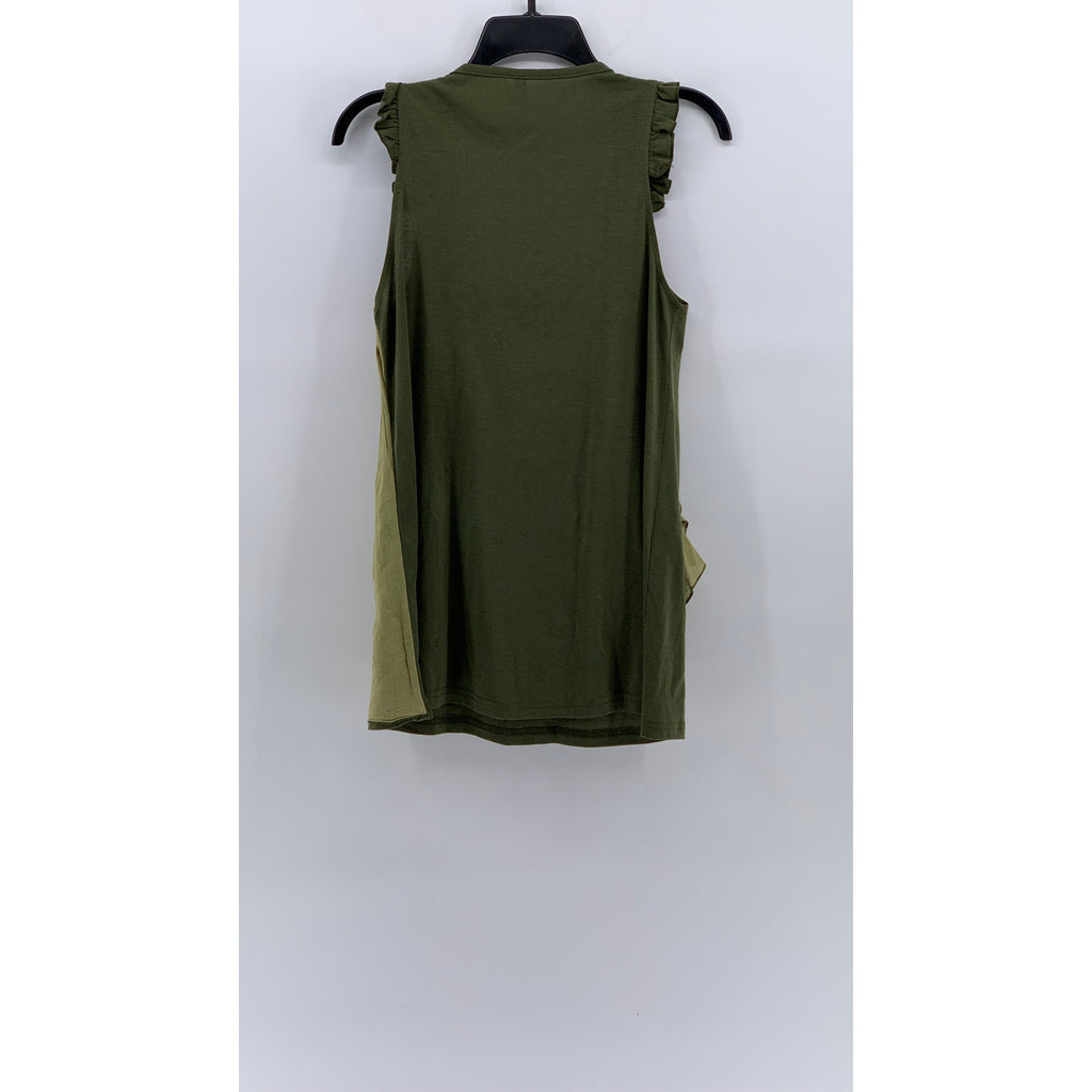 M+P+E Women's Green Scoop-Neck Ball Detail Ruffle Tank Top SZ M