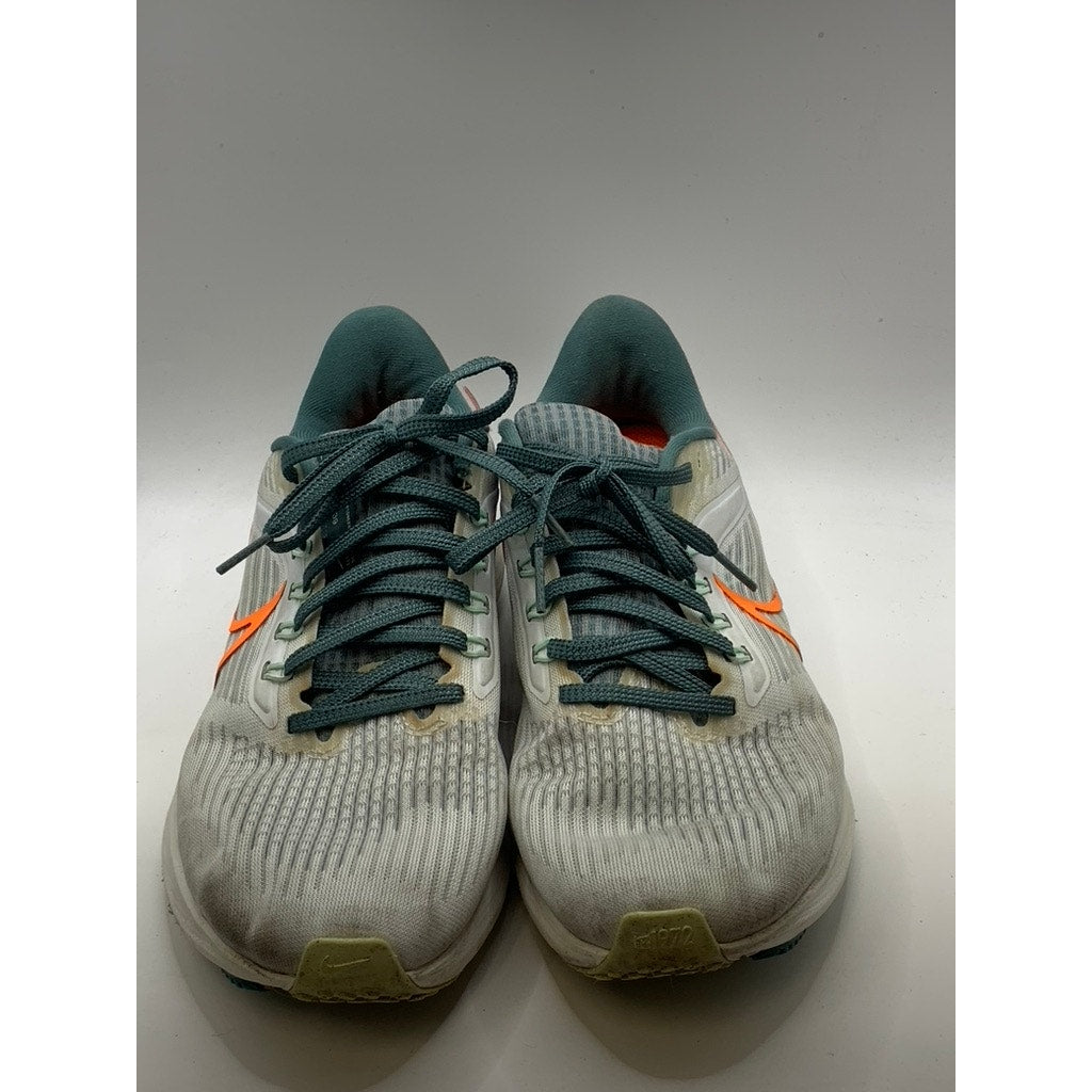 NIKE Men's Pure Platinum-Orange Mesh Air Zoom Pegasus 39 Sneakers SZ 7