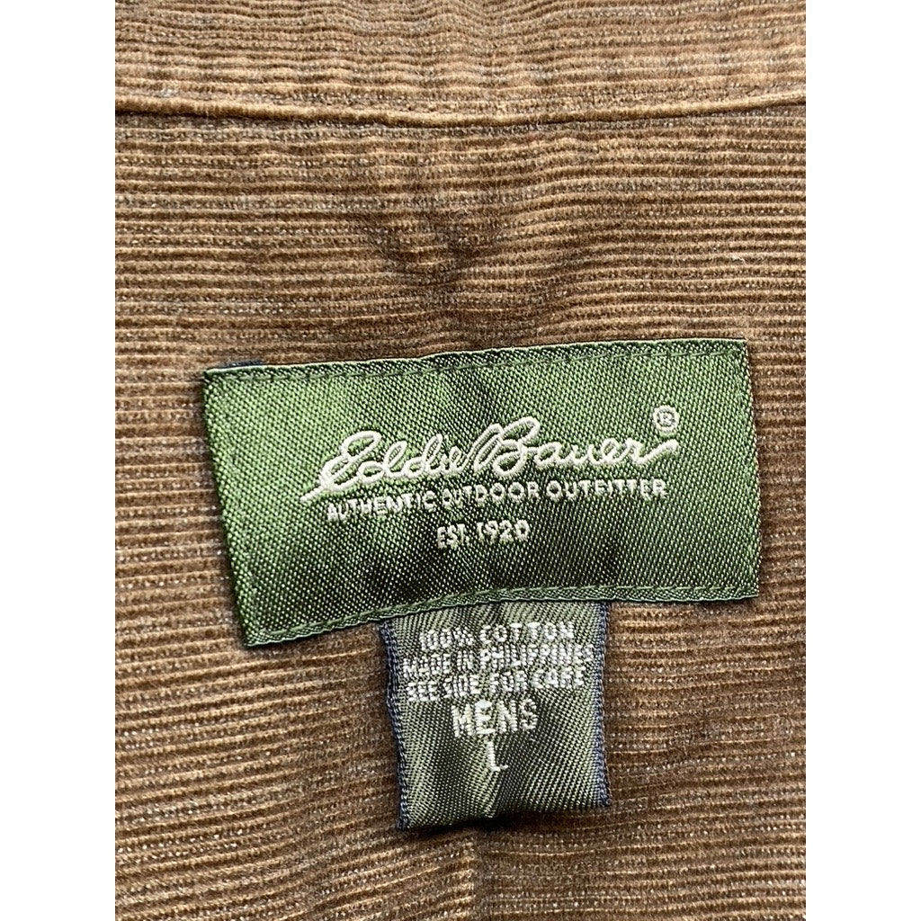 EDDIE BAUER Men's Brown Button Down SZ (L)
