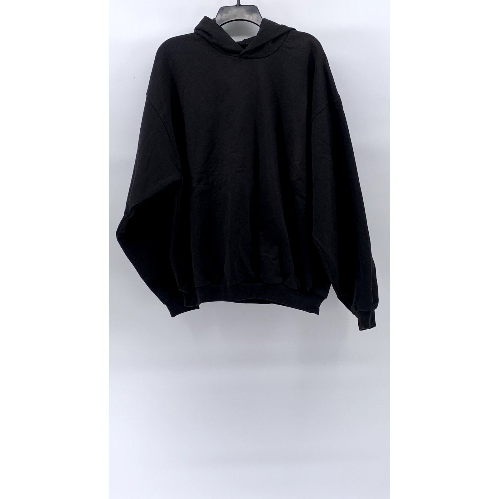 UNBRANDED Unisex Adult Black Solid Casual Pullover Hoodie SZ L