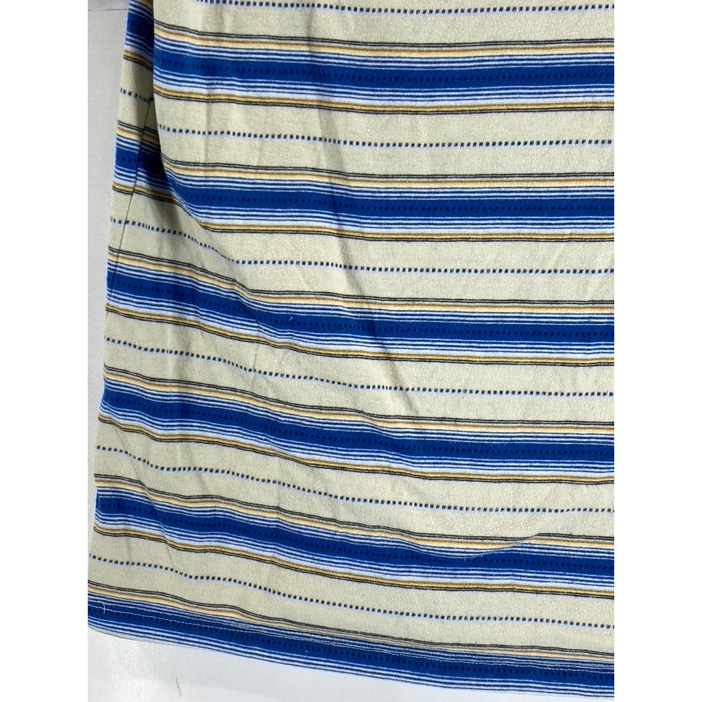 VANS Men's Blue/Beige Striped Crewneck Short Sleeve T-Shirt SZ S