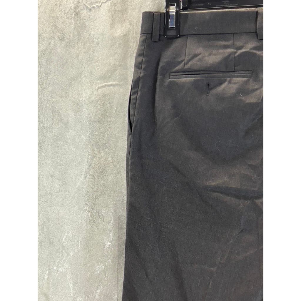 UNBRANDED Men's Black Luxe Flat Front Wool & Cashmere Blend Slim Trousers SZ 34R