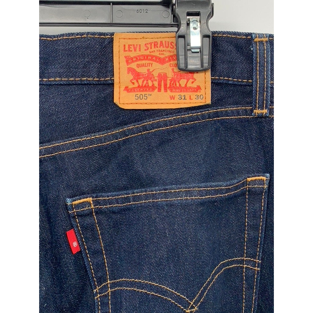 LEVI'S Men's Rinsed Indigo Denim 505 Regular-Fit Straight-Leg Jeans SZ 31X30