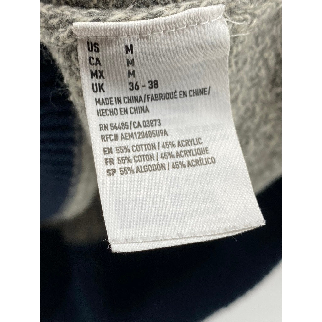 AMERICAN EAGLE Men's Navy Blue-Gray Arrow Crewneck Knit Long Sleeve Sweater SZ M