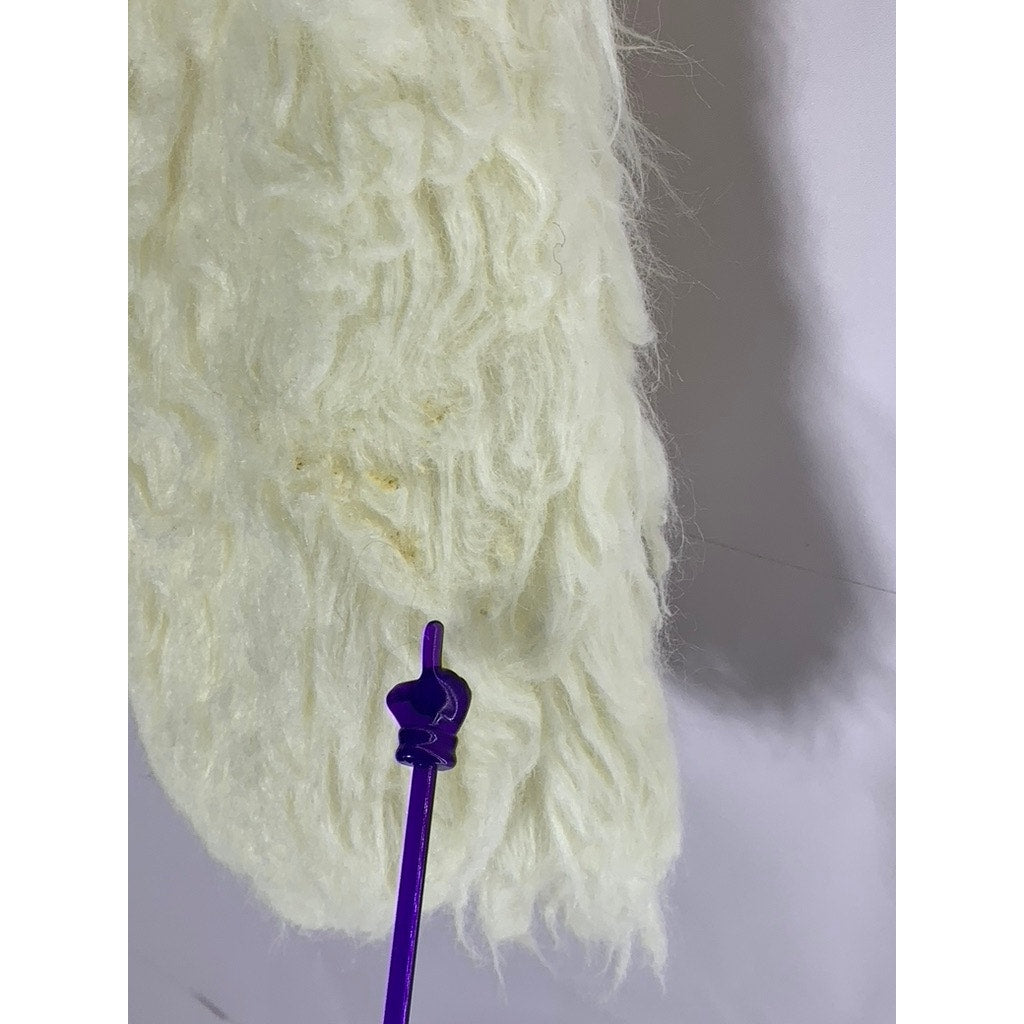 CHICWISH Women's Cream Faux-Fur Satin Lined Glam Jacket SZ S