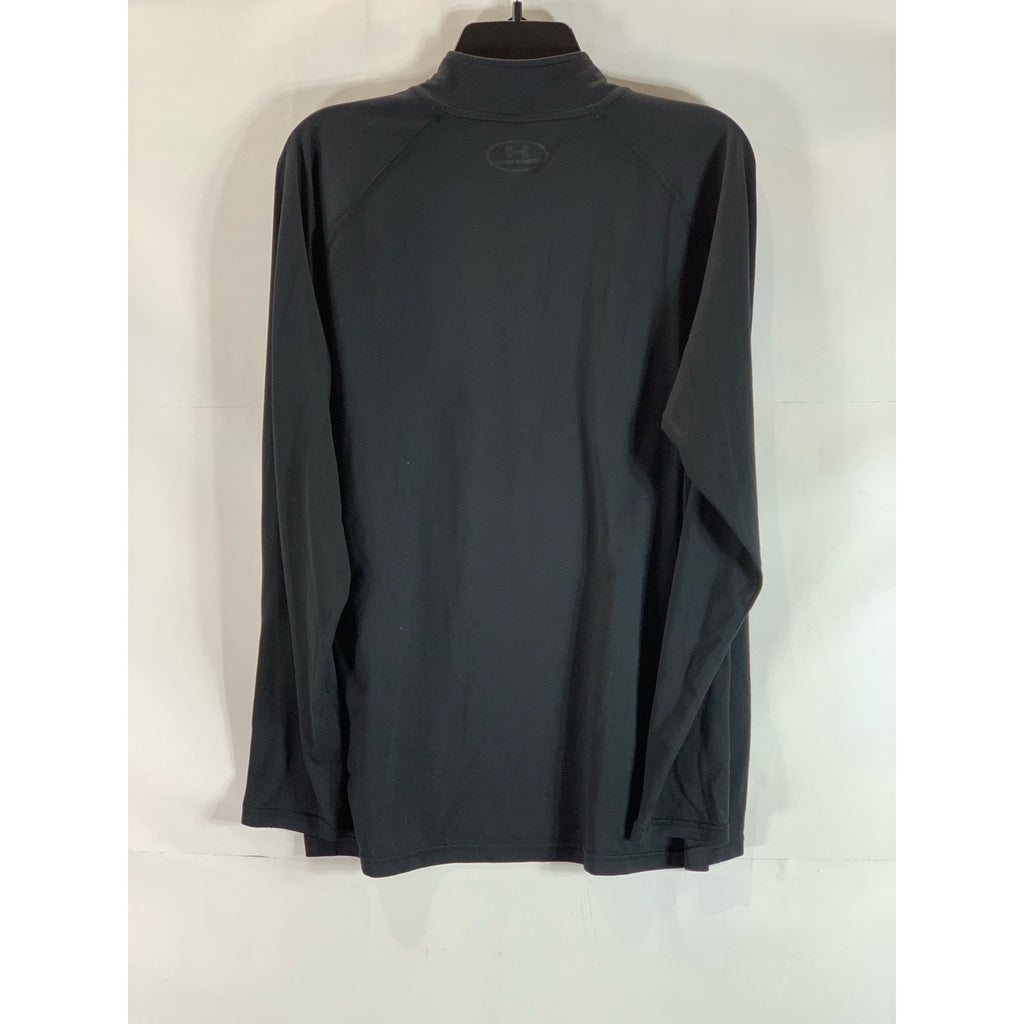 UNDR ARMOUR Men's Black UA Tch Quarter-Zip Stand Collar Long Sleeve Shirt SZ L