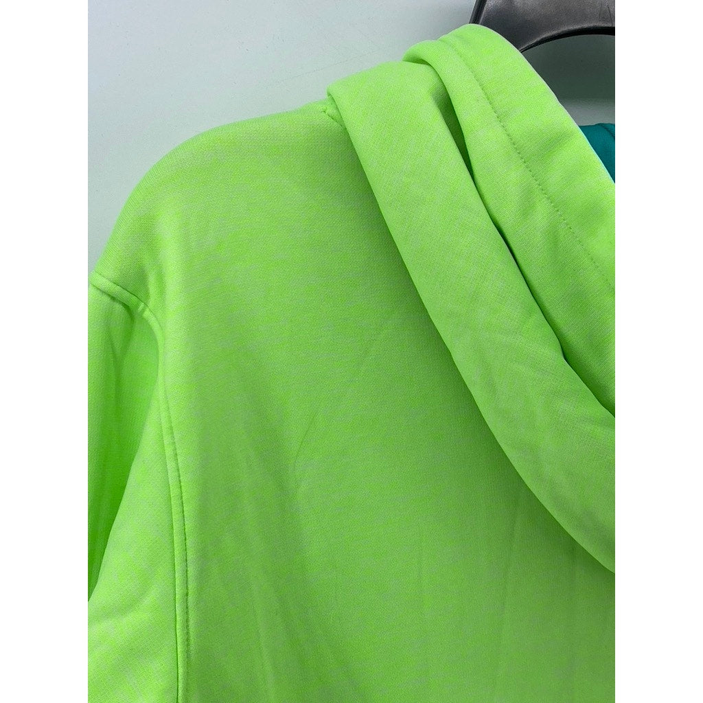 UNDER ARMOUR Women's Neon Green Graphic Logo Storm Pullover Hoodie SZ L