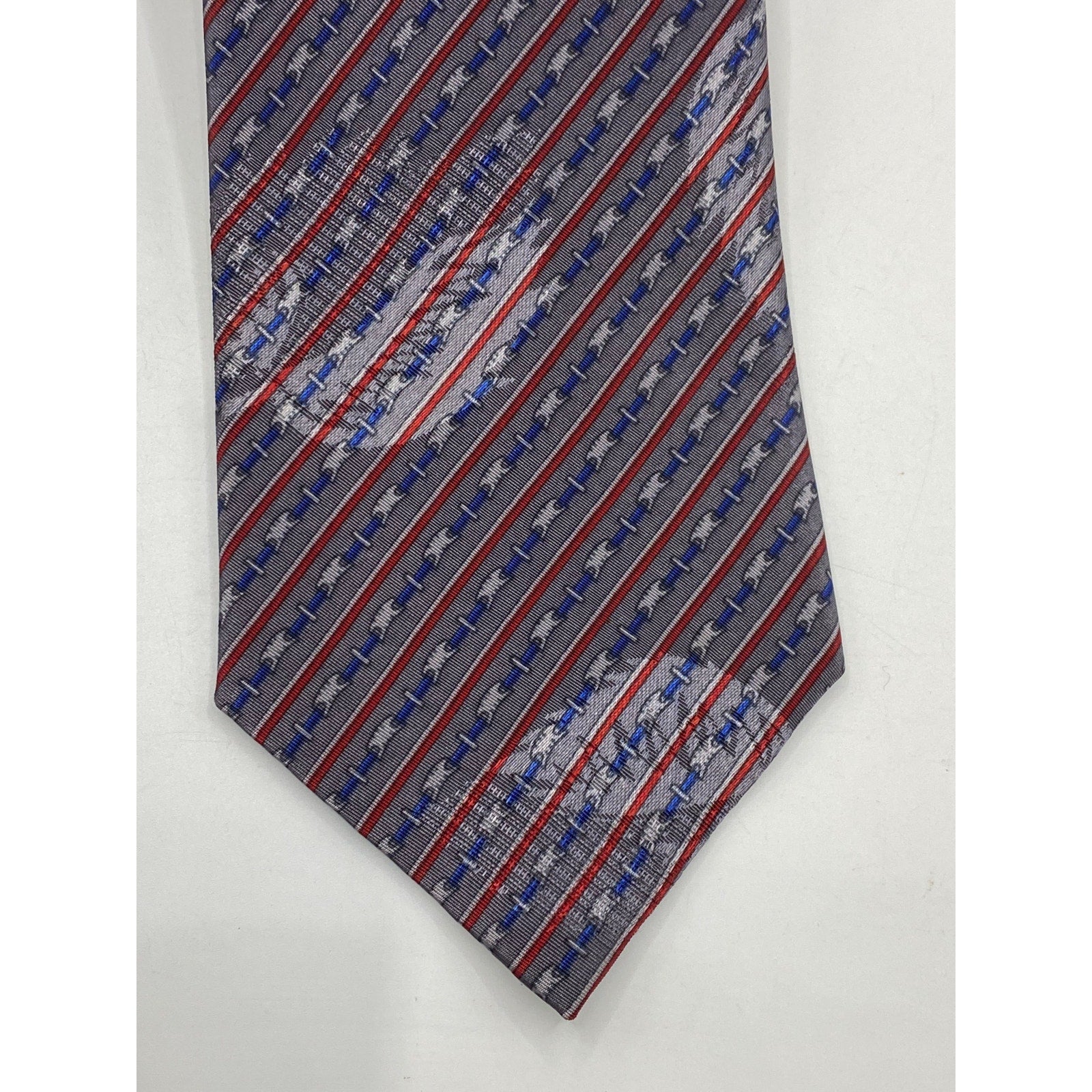 CITY GOLD Men's Navy-Burgundy Poly Silk Printed Casual Tie SZ OS