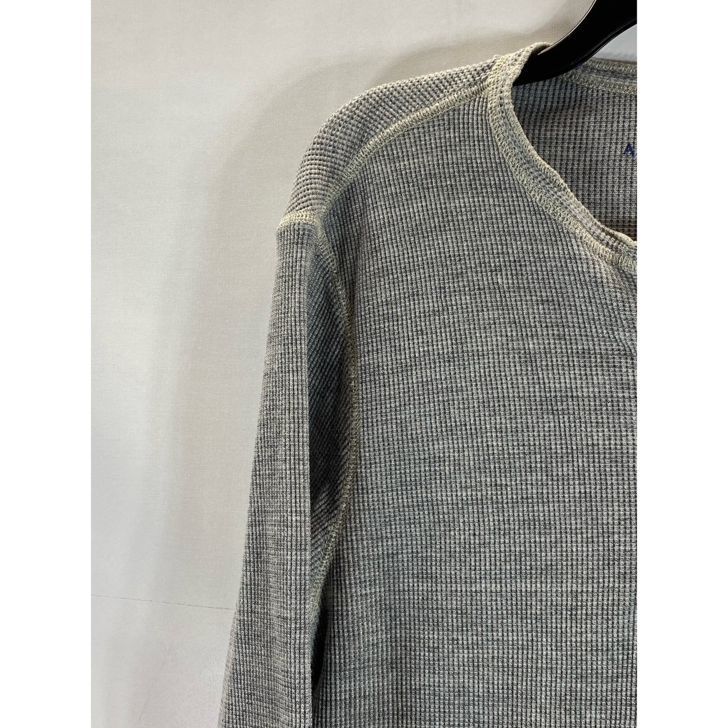 AMERICAN EAGLE OUTFITTERS Men's Gray Classic-Fit Thermal Henley Shirt SZ L