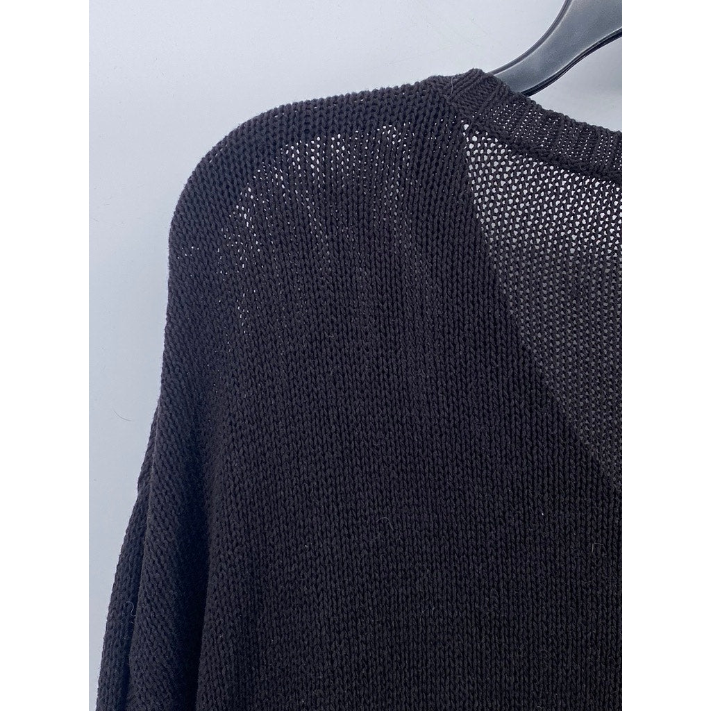 SPARKLE & FADE Women's Black Crochet V-Neck 3/4 Sleeve Pullover Top SZ L