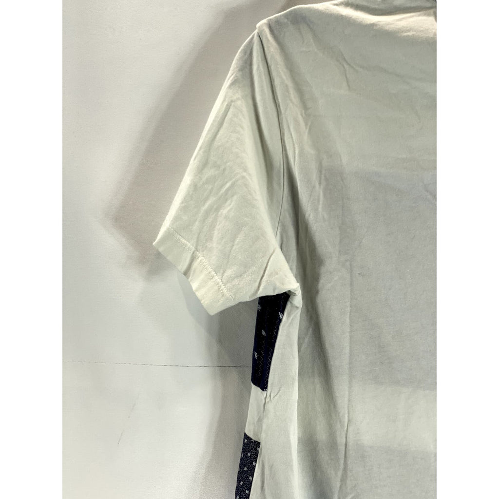 ZARA MAN Men's Navy/White Printed Colorblock Crewneck Short Sleeve T-Shirt SZ S