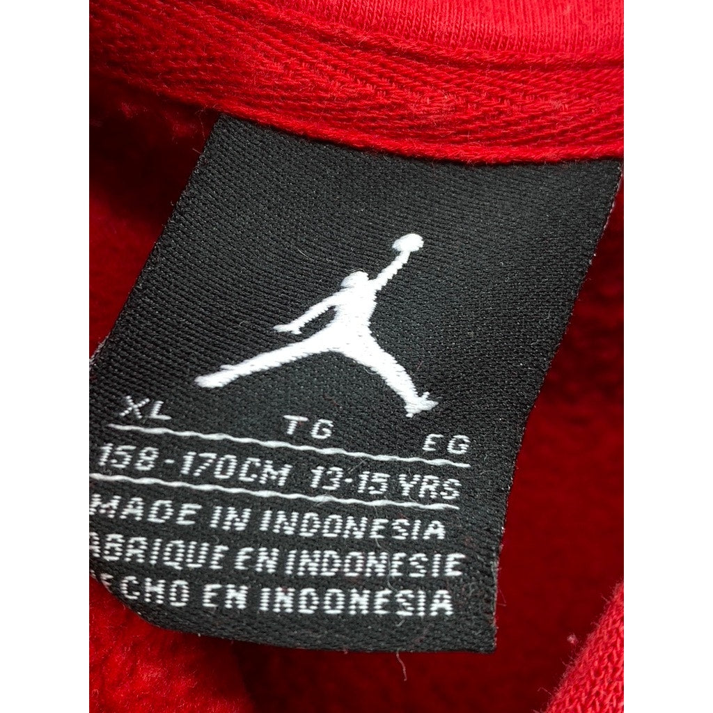 JORDAN Boy’s Red-Black-White Graphic Sleeveless Hooded Sweater Vest SZ XL