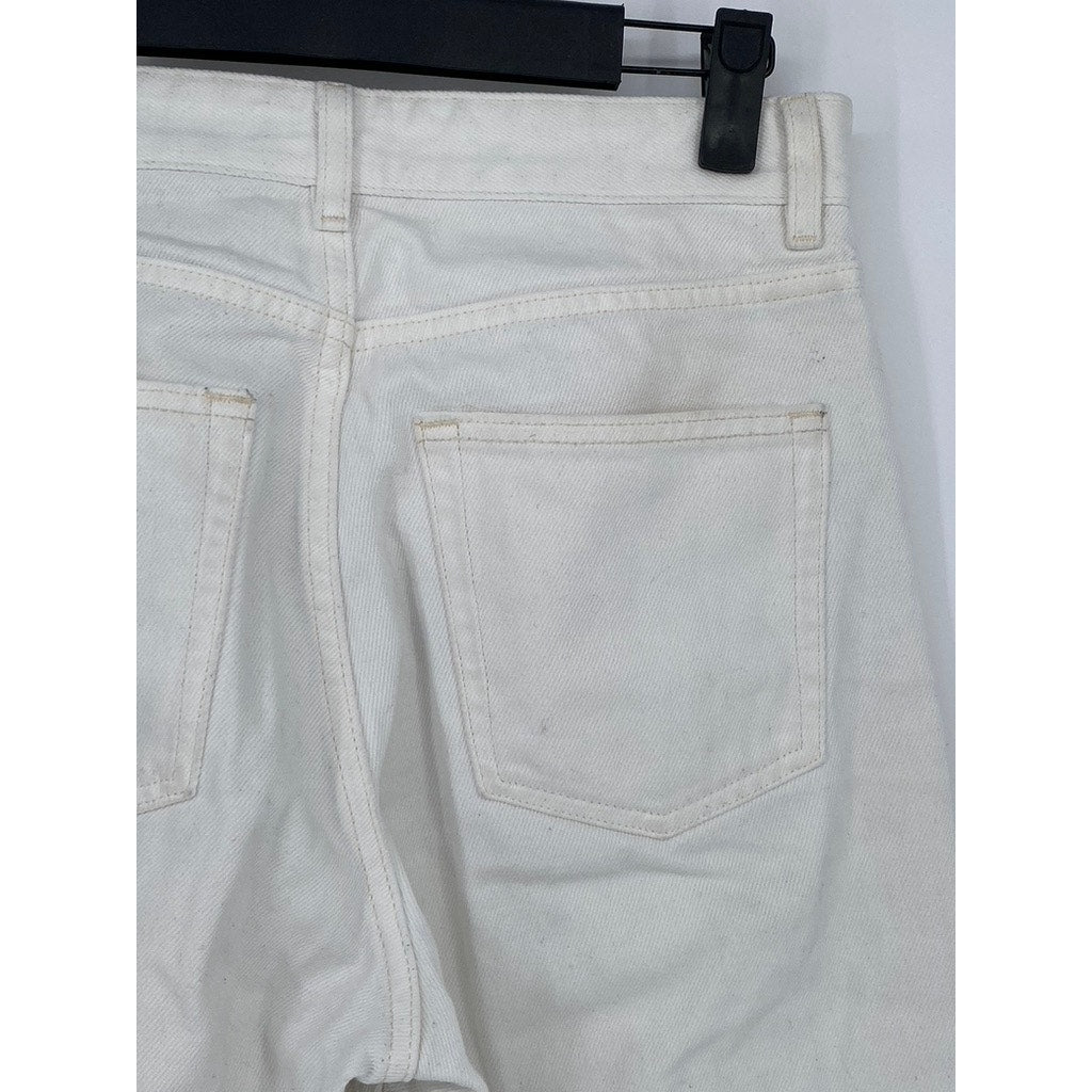 COS Women’s White Loose Fit Straight-Leg Denim High-Rise Jeans SZ 26
