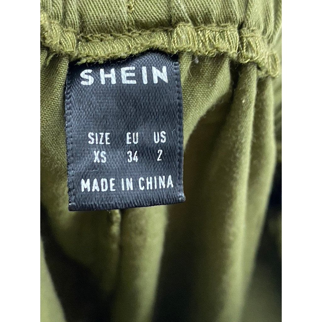 SHEIN Women’s Olive Green Drawstring Loose-Fit Pull-On Shorts SZ XS