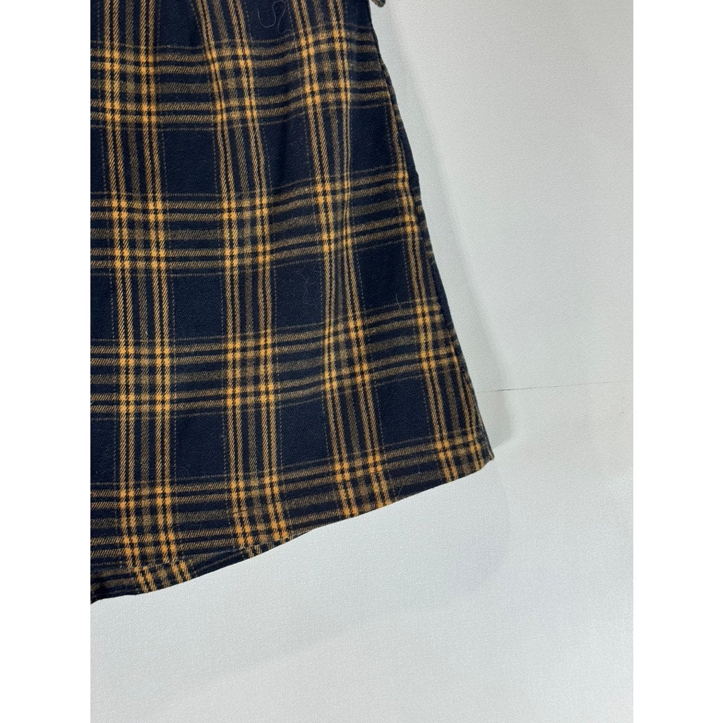 VANS Women's Navy/Yellow Plaid Belted Skort SZ M