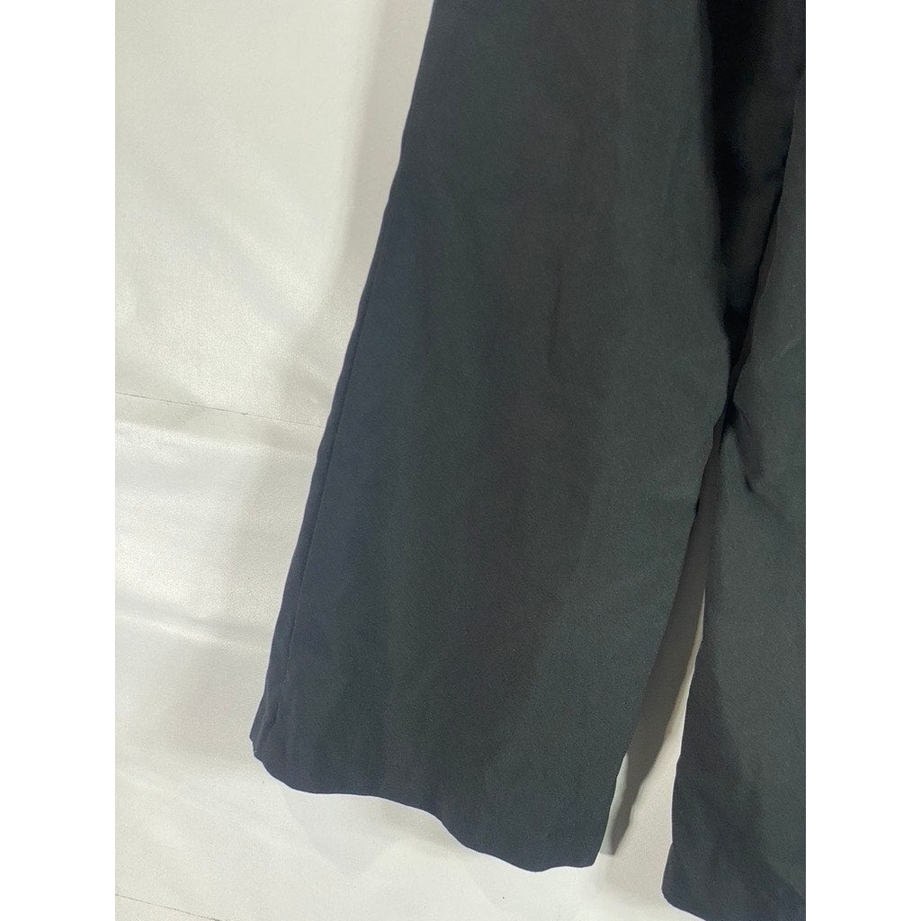 UNBRANDED Women's Black Solid Wide-Leg Lightweight Pants SZ US8