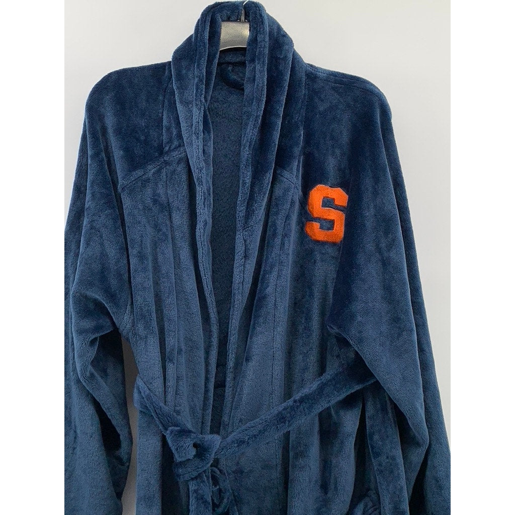 DAVID ARCHY Men's Blue Fleece Embroidered Robe SZ L/XL