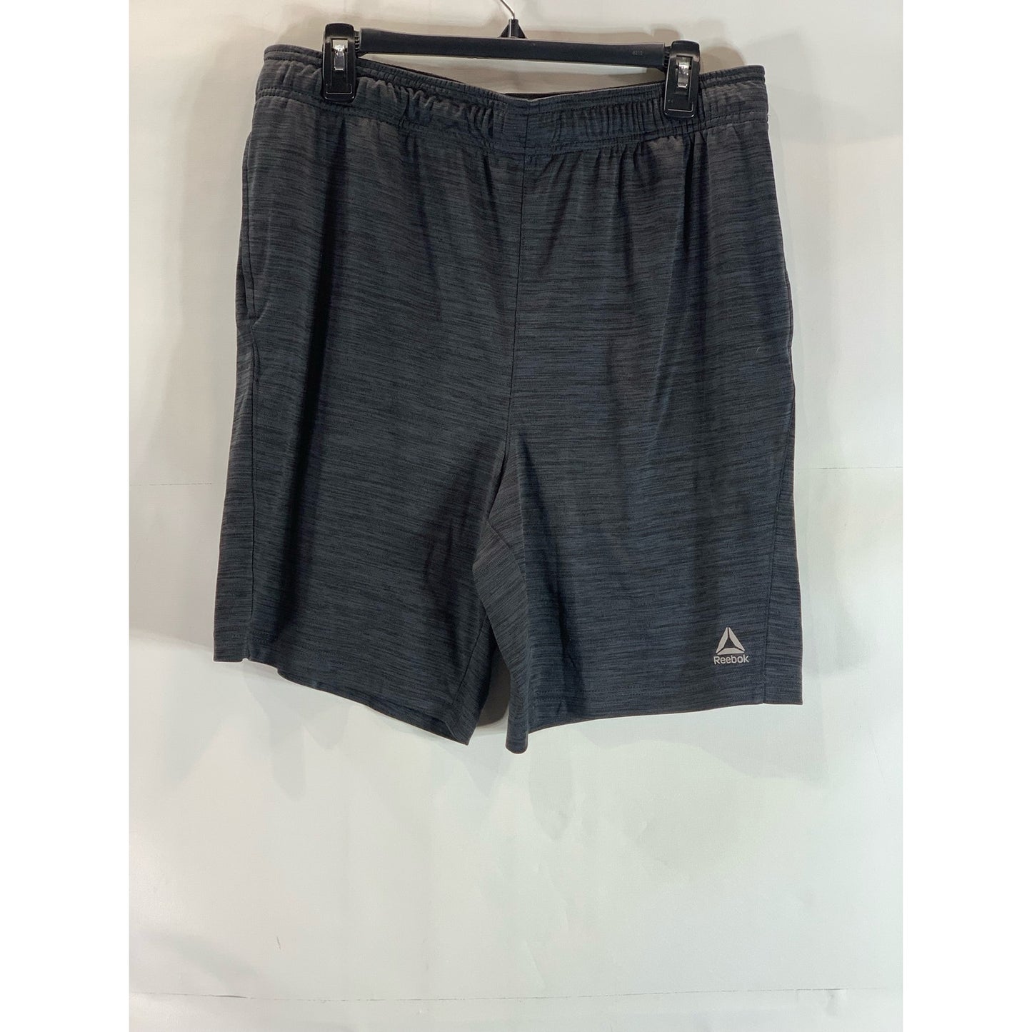 REEBOK Men's Black/Grey Regular-Fit Pull-On Active Shorts SZ SZ L