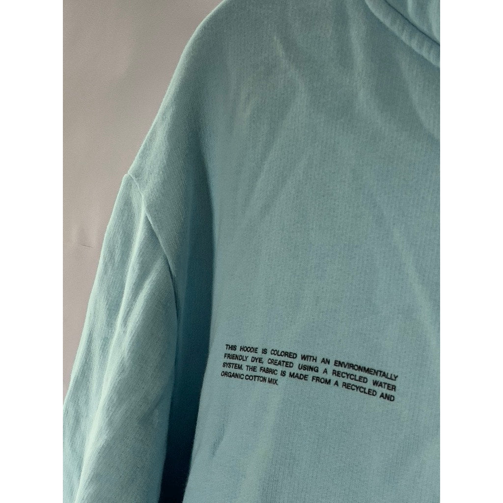 PANGAIA Women's Teal Zip-Up Hooded Organic Cotton Sweater SZ M