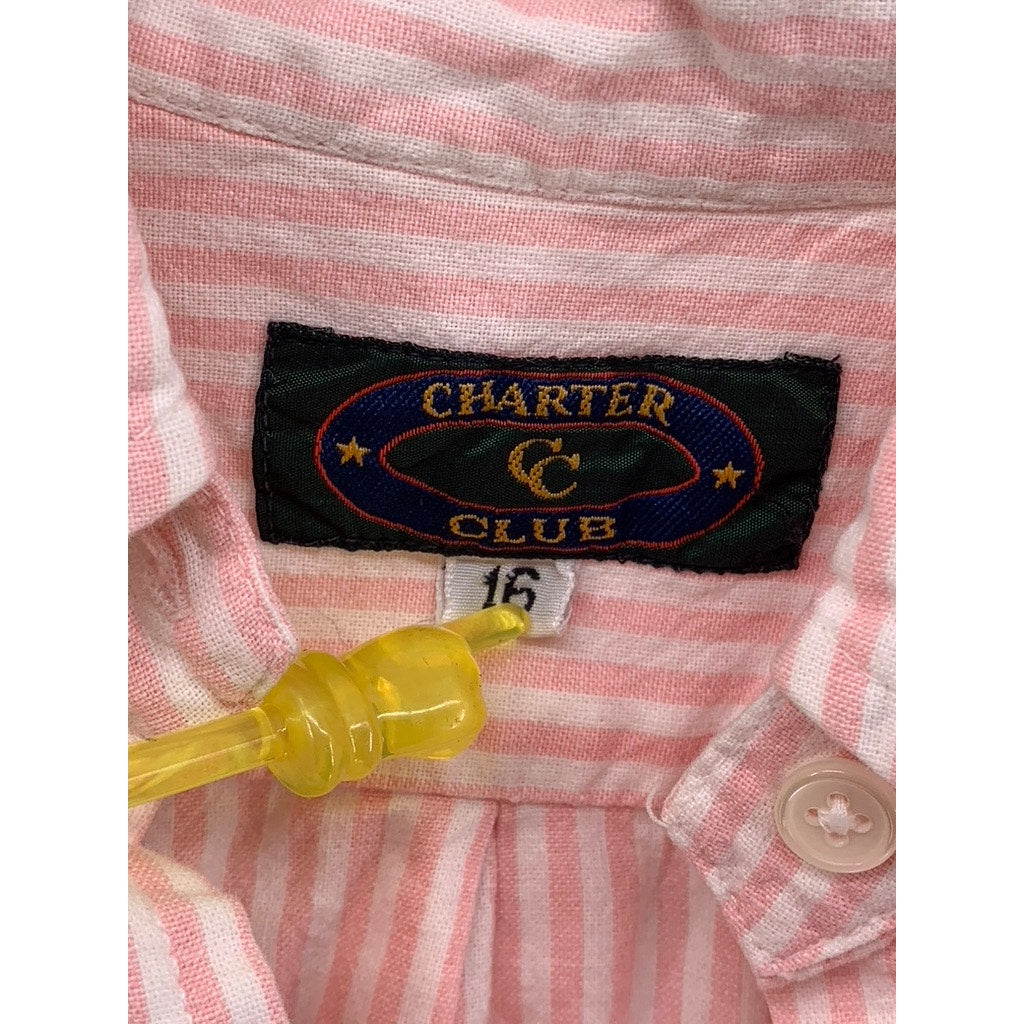 CHARTER CLUB Men's Vintage Pink Striped Button-Up Long Sleeve Regular Shirt SZ16