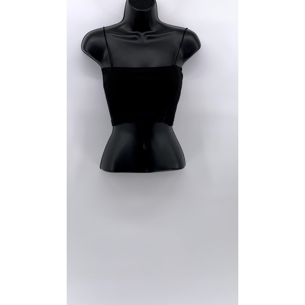 ZARA Women's Black Ribbed Bandeau Crop Top SZ M