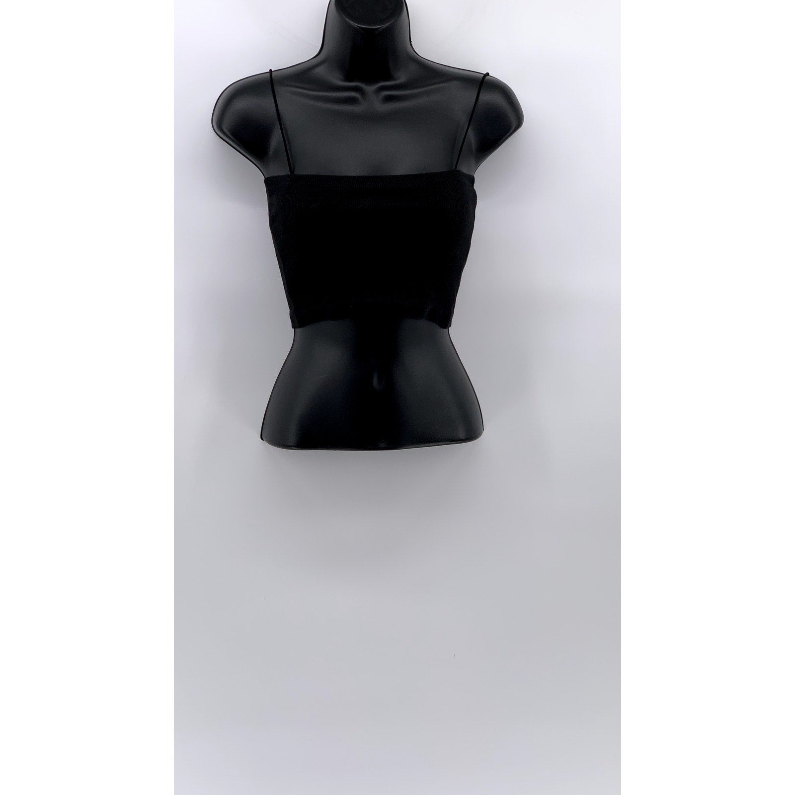 ZARA Women's Black Ribbed Bandeau Crop Top SZ M