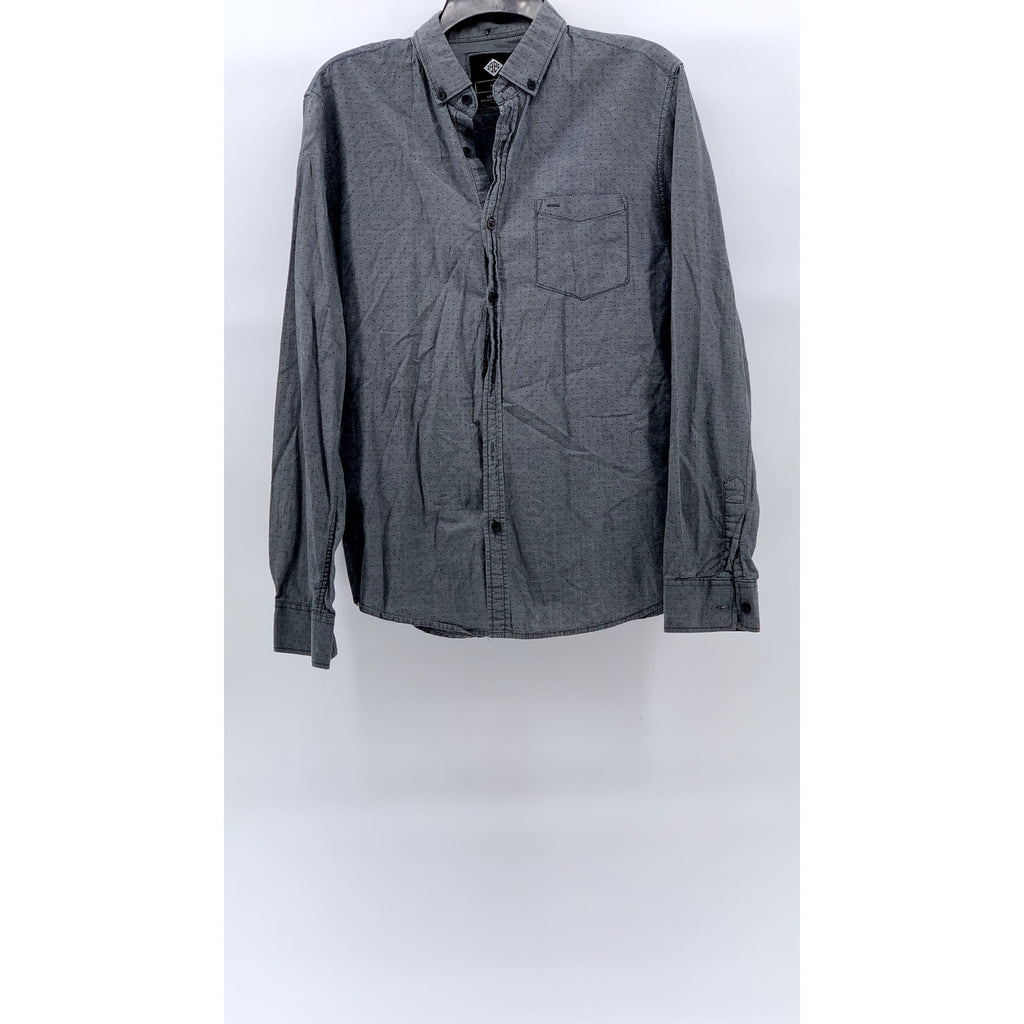 COTTON ON Men's Gray Micro Dot Button-Down Regular-Fit Long Sleeve Shirt SZ M