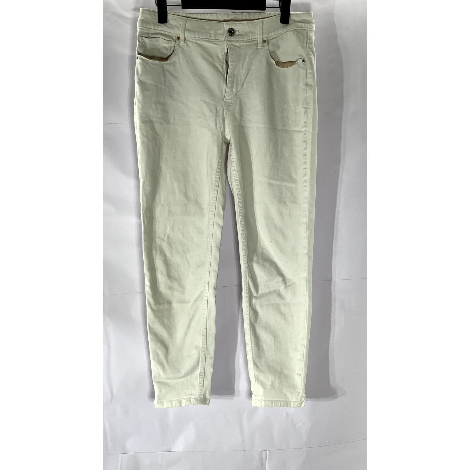 WHITE HOUSE BLACK MARKET Women's White High-Rise The Skinny Cropped Jean SZ 8
