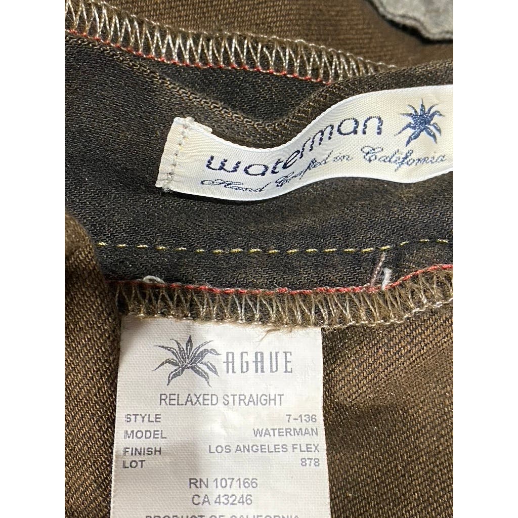 AGAVE DENIM Men's Brown NO. 7 Waterman Relaxed-Fit Straight-Leg Jeans SZ 36X30