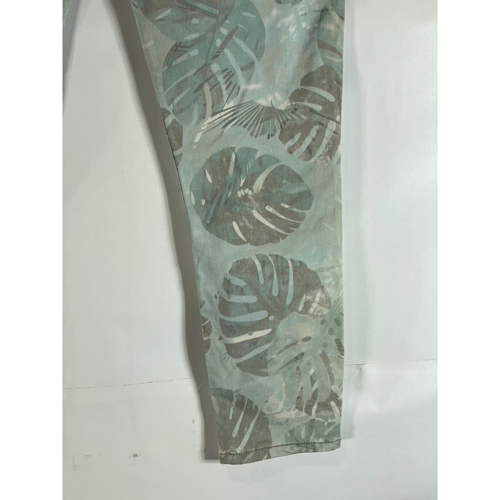 CABI Women's Green Paradise Palm Print Cropped Skinny Pants SZ 4