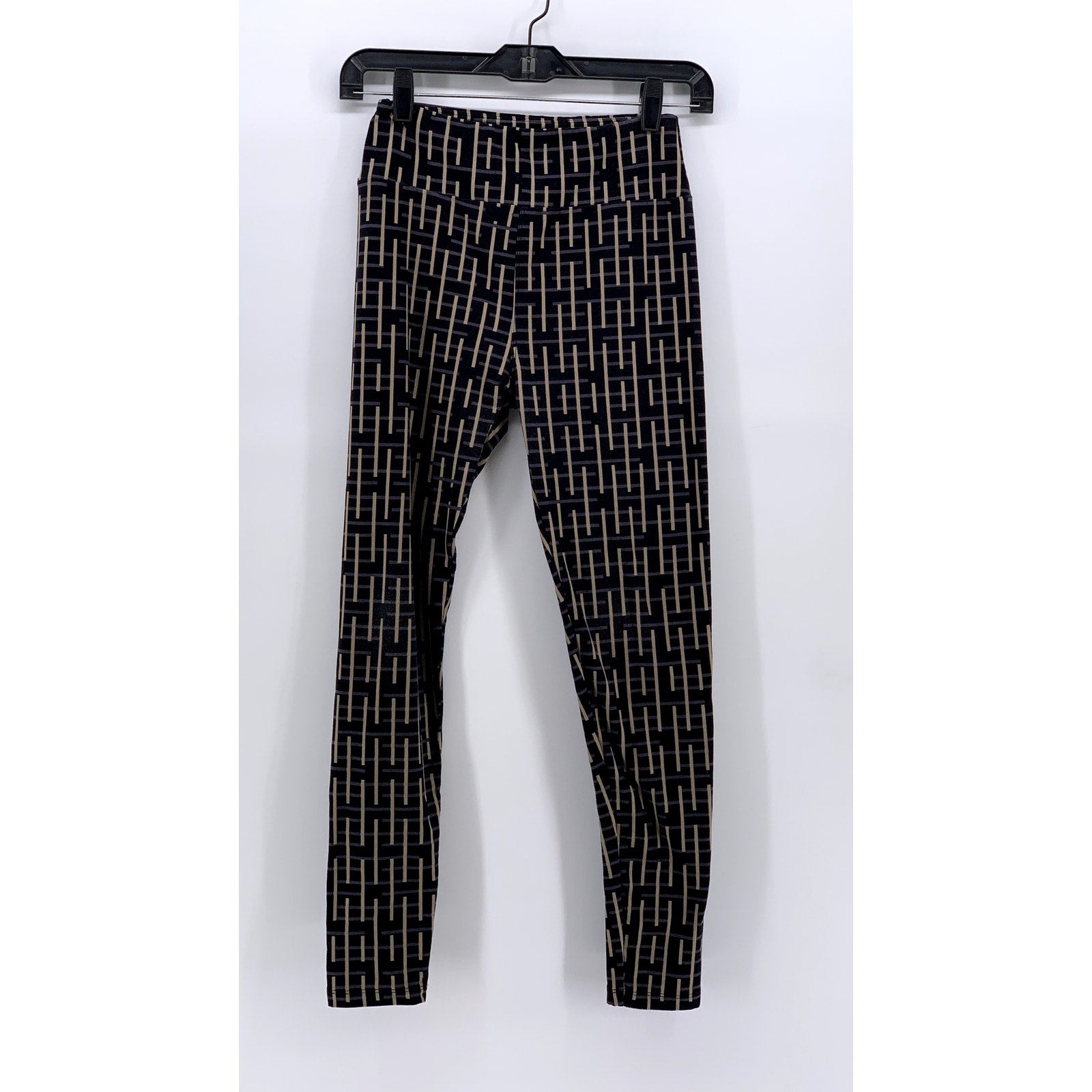 LULAROE Women's Black-Beige Printed Leggings SZ OS