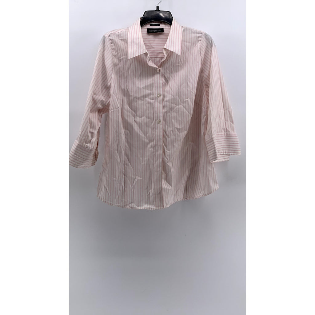 JONES NEW YORK Women's Plus Pink Striped Button-Up Long Sleeve Top SZ 2X