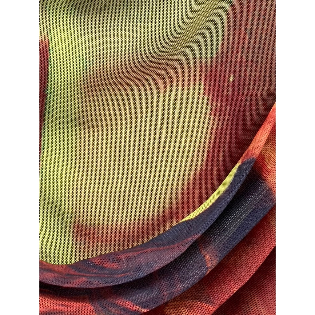 SHEIN Women's Green-Red Printed Strapless Mesh Side-Ruched Bodycon Dress SZ 6