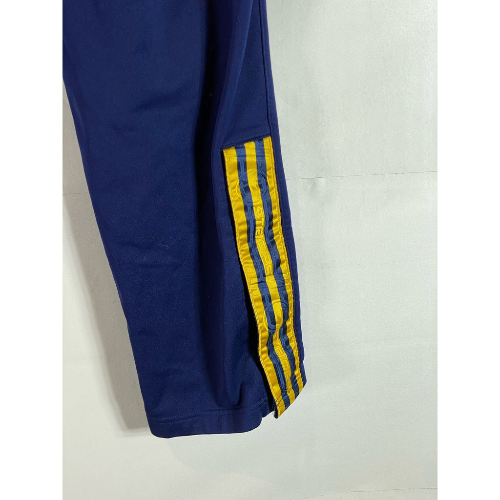 ADIDAS Youth Navy/Yellow 3-Stripe Hem Vintage  Pull-On Active Pants SZ XL