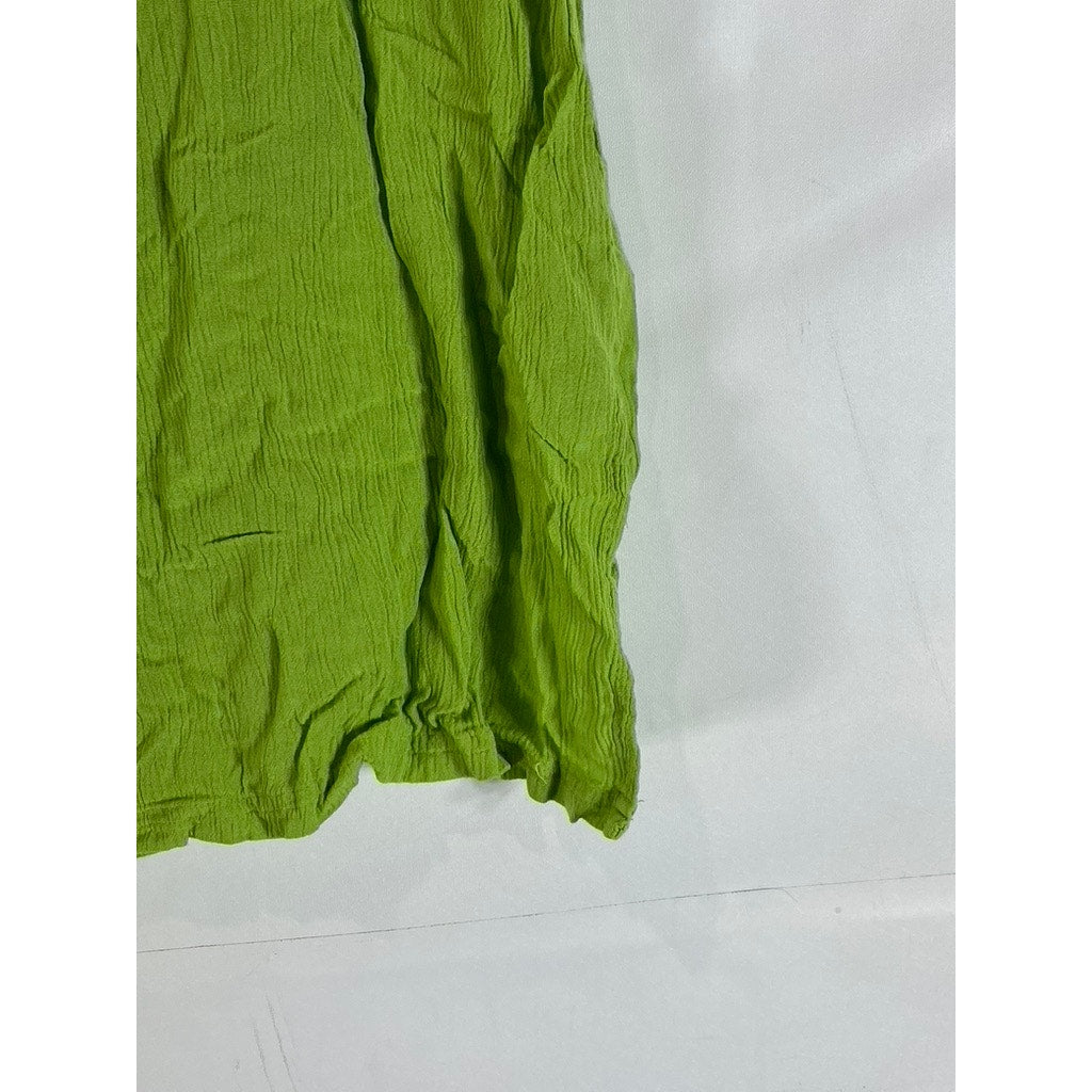 METRO COLLECTION New York 10001 Women's Green Button-Up Short Sleeve Top SZ L