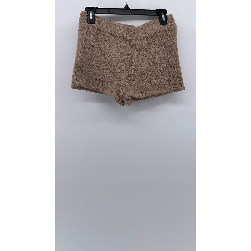 FOREVER 21 Women's Brown Teddy Cozy Pull-On Shorts SZ L