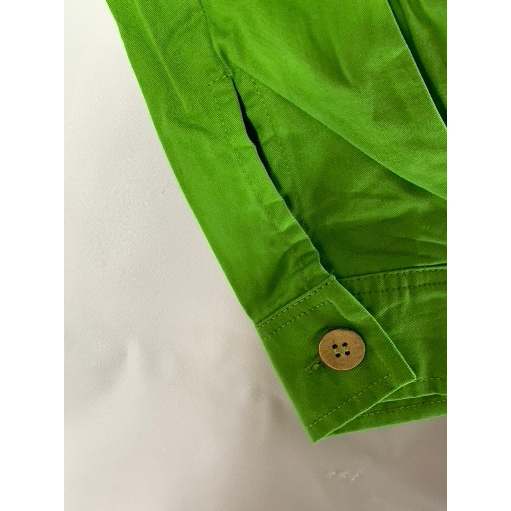 FREE PEOPLE Women's Green Lucia Button Hem Mid-Rise Pleated Harem Trousers SZ 0