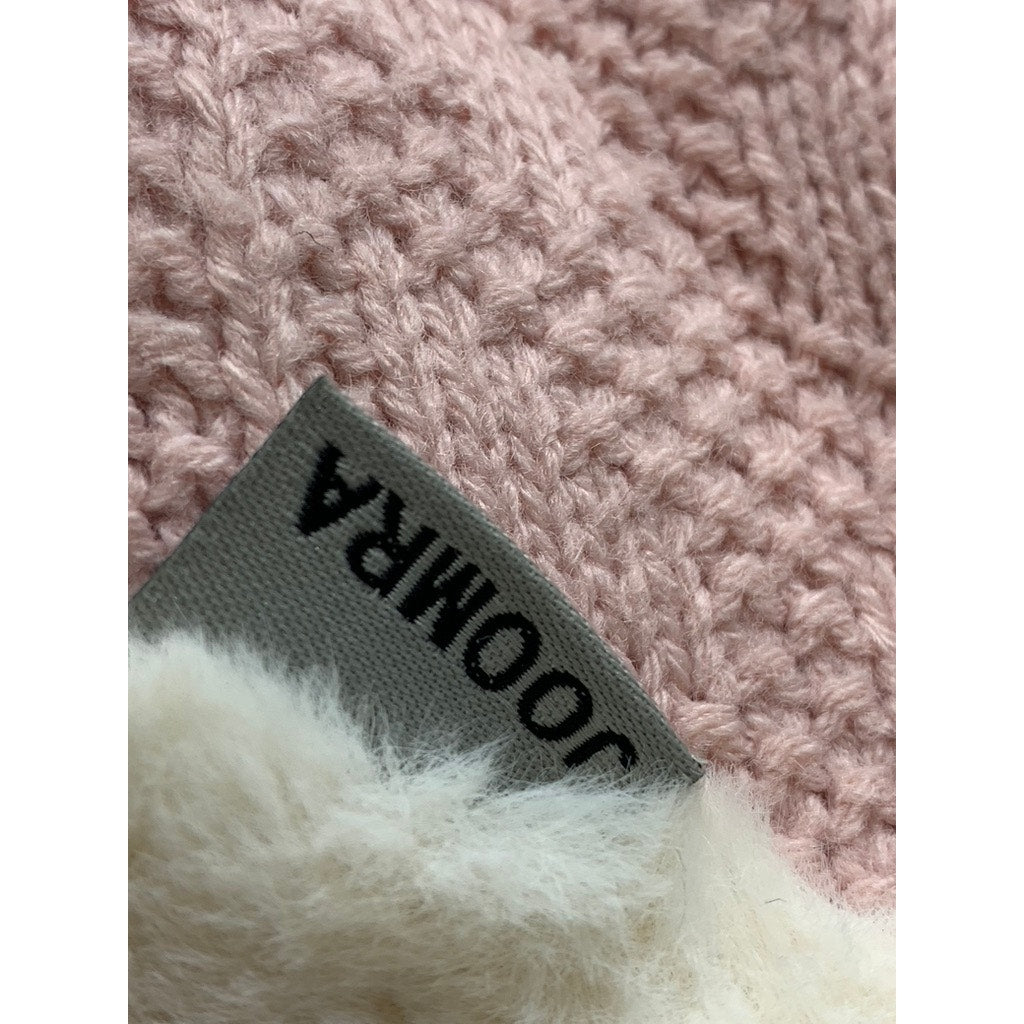 JOOMRA Women's Light Pink Knit Faux-Fur Slippers SZ 11-12