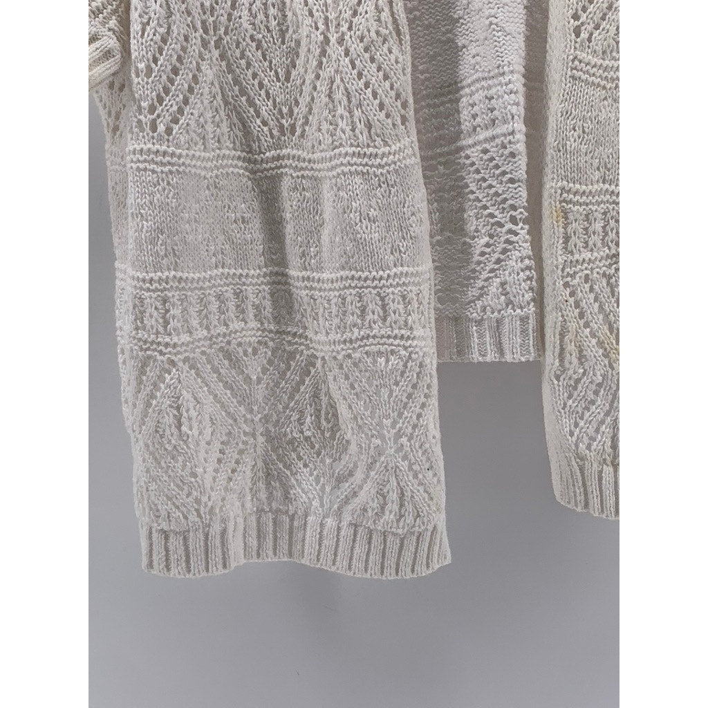 ST. JOHN'S BAY Women's Petite Cream Open-Knit Cardigan SZ P/XL