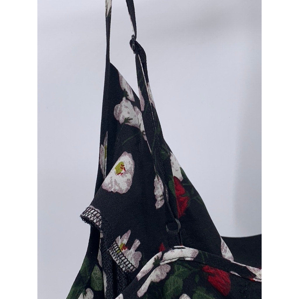 MISSGUIDED Women's Black Printed Cowl-Neck Side-Slit Midi Slip Dress SZ 2