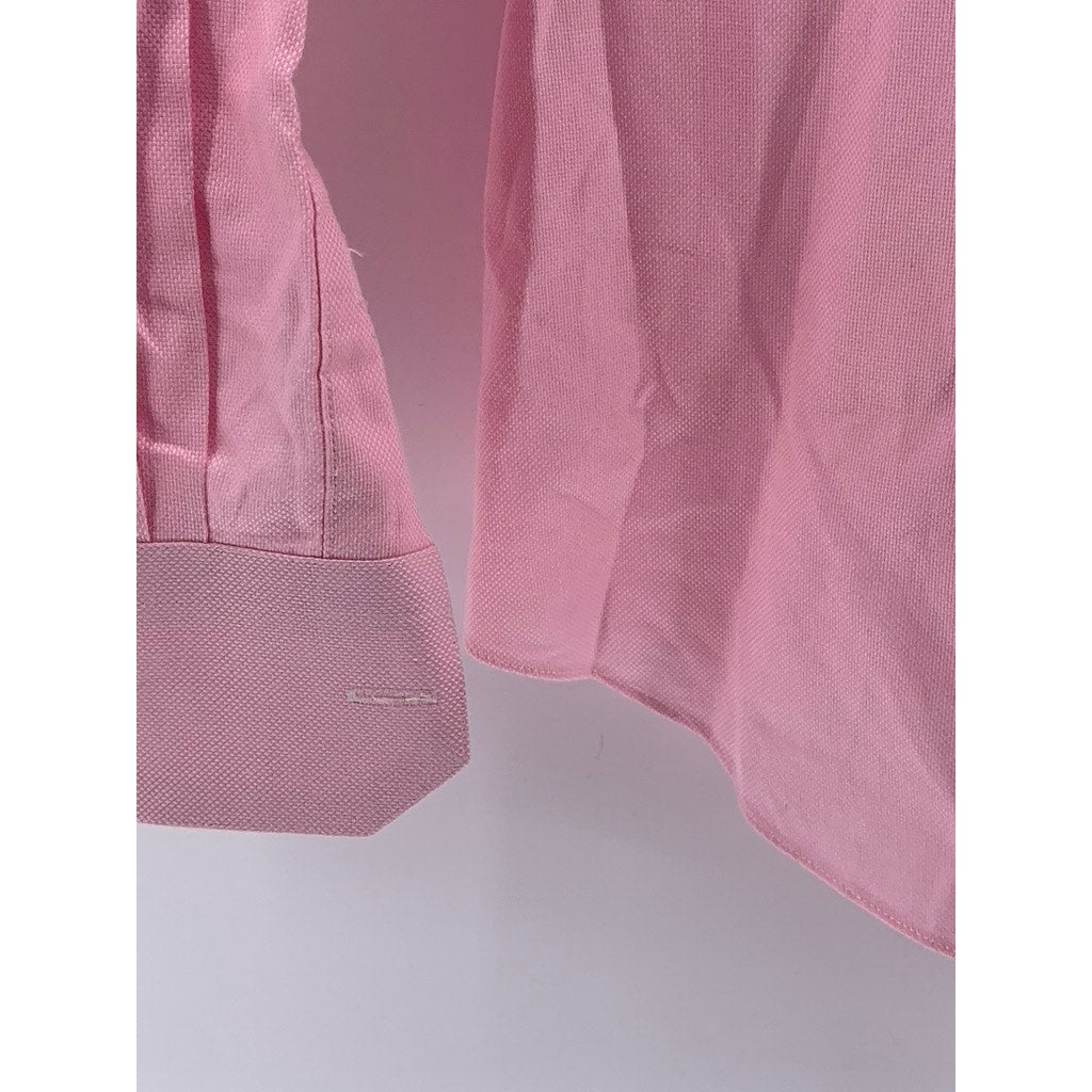 UNBRANDED Men's Pink Button-Up Long Sleeve Regular Fit Shirt SZ M