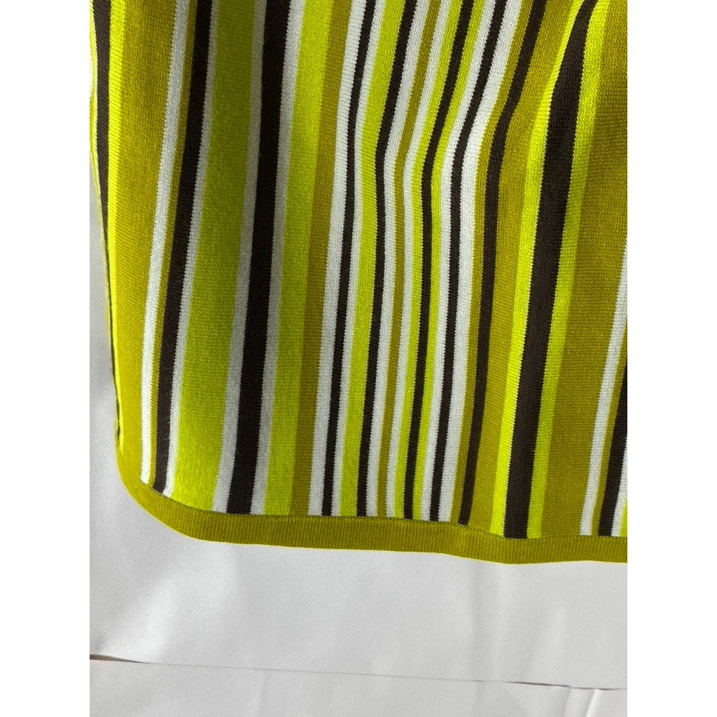 SUNDAY BEST Women's Lime Green Striped Sweetheart Neck Halter Mini Dress SZ M