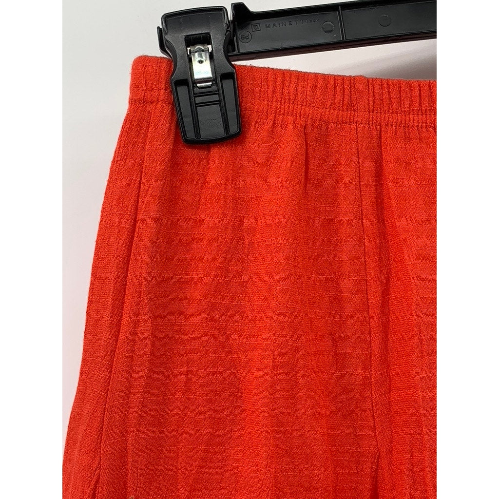ZAC & RACHEL Women's Orange A-Line Elastic Waist Midi Skirt SZ S