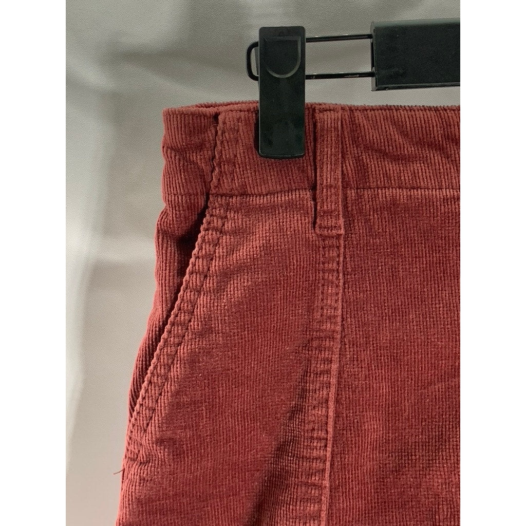 FOREVER 21 Women's Burgundy Button-Front Corduroy Mini Skirt SZ S