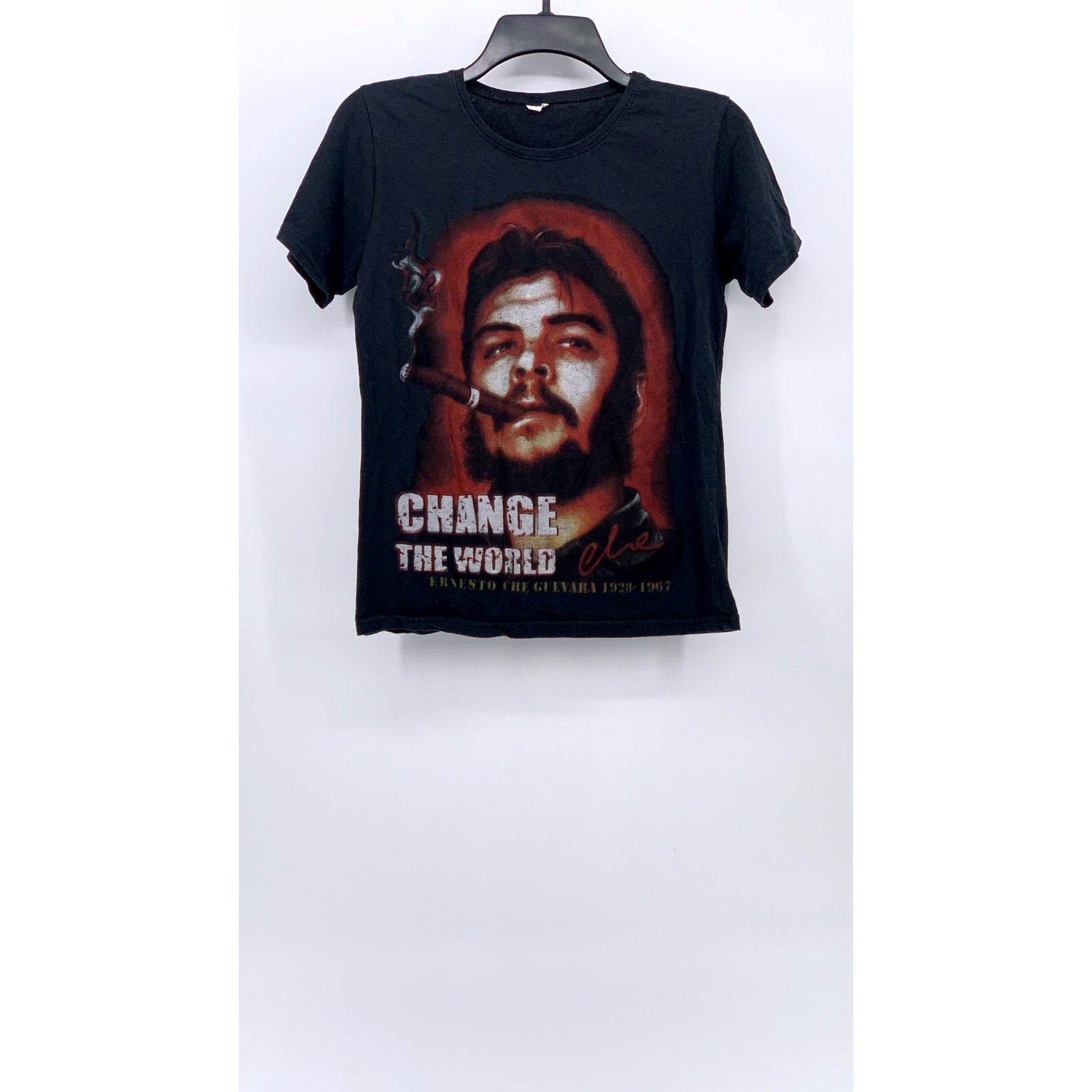 UNBRANDED Women's Black Che Guevara Change The World Short Sleeve Top SZ M